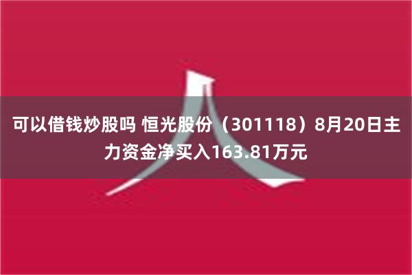 可以借钱炒股吗 恒光股份（301118）8月20日主力资金净买入163.81万元