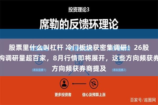 股票里什么叫杠杆 冷门板块获密集调研！26股月内机构调研量超百家，8月行情即将展开，这些方向频获券商提及