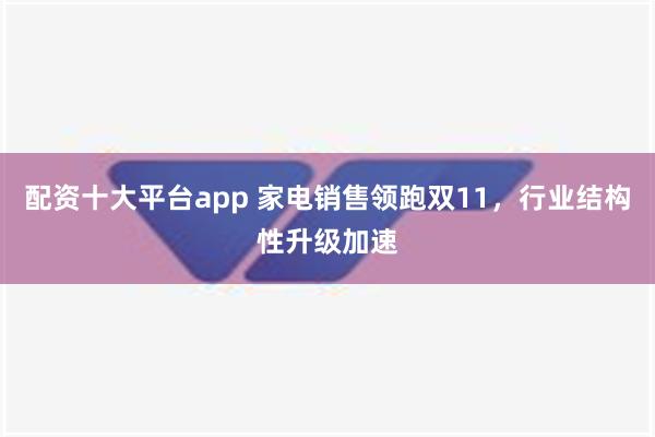 配资十大平台app 家电销售领跑双11，行业结构性升级加速